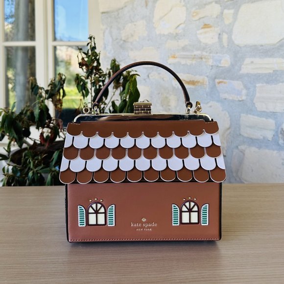 Kate Spade Gingerbread House Top Handle Crossbody Bag Christmas NWT Authentic - Picture 3 of 6